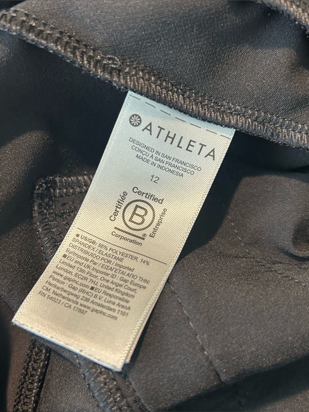 Athleta Black Endless High Rise Stretch Fabric Tapered Ankle Pants size 12 - Picture 10 of 10
